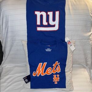 NFL Blue NY Giants and Mets T-Shirts